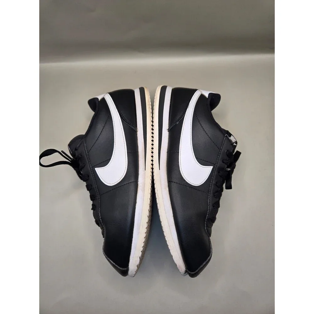 Nike Air Cortez Basic Shoes Men's 7 Black White Leather Casual Retro Sneakers